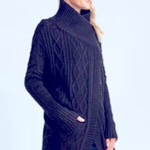 RD Style Long Black Cable Snap Cardigan